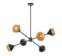 Suspension Lampe Moderne B: 95,3 Cm Câble Métal 6x E14 Réglable En Hauteur
