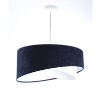 Suspension Lampe Moderne Bleu Blanc E27 Ronde Ø 50 Cm Tissu Velours