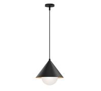 Suspension Lampe Noire 34,3 Cm Large Métal Verre Moderne Blendarm