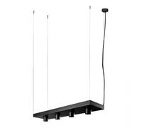 Suspension Lampe Noire 4x GU10 Carrée Longue Métal Plateforme Suspendue Cuisine