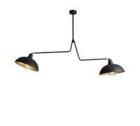 Suspension Lampe Noire B: 113 Cm 2-Flamme E27 Métal Table À Manger