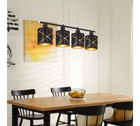 Suspension Lampe Pendante Hauteur Réglable Noir 4x E27