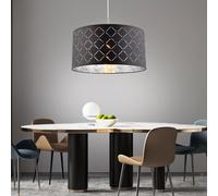Suspension Lampe Pendante Lampe De Salon Textile Argent 1X E27 D 40 Cm