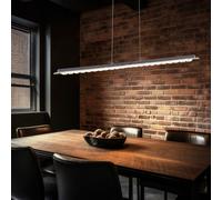 Lampe à suspension plafonnier LED suspension de salon avec abat-jour en verre, métal argenté, 1x LED 1x 24W 1920lm, LxH 87x120 cm