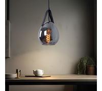 Lampe à suspension, lampe de salle à manger, suspension moderne, abat-jour aspect verre fumé, métal, noir, mat, 1x douille E27, DxH 15x120 cm