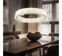 Suspension Lampe Plafonnier Lustre LED Dimmer Cristaux D 50cm