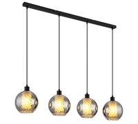 Suspension Lampe Plafonnier Noir Boule En Verre Fumé L 110 Cm