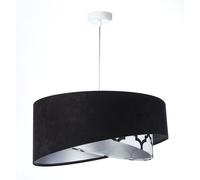 Suspension Lampe Ronde Ø 50 Cm Noir Blanc Argent E27 Réglable