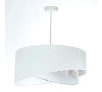 Suspension Lampe Ronde D: 50 Cm Blanc Crème E27 Réglable En Tissu