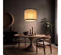 Suspension Lampe Salle À Manger Bambou Noir E27