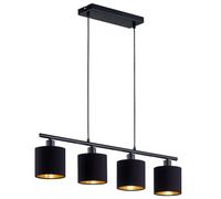 Suspension Lampe Salle à manger Cuisine Textile Suspension Plafonnier noir or en kit avec ampoules LED incluses