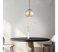 Suspension en verre à motifs Lampe de salle à manger suspendue Lampe boule chrome blanc, métal, douille E27, DxH 25x131 cm
