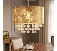 Cristal suspendu luminaire textile pendule chambre éclairage plafonnier or globo 15187H3