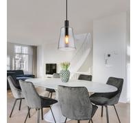 Suspension salle à manger plafonnier lampe suspendue aluminium verre noir D 14,5 cm