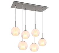 Suspension lampe salle à manger suspension 6 lampes cristaux boules de verre opale