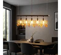 Lampe à suspension en cristal plafonnier ambre pendule éclairage salle à manger WOFI 7320.05.05.6000