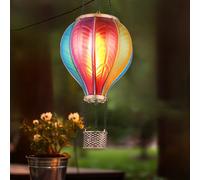 Lampe solaire à suspendre Lampe extérieure Ballon à air chaud multicolore Effet de feu Décoration de jardin Lampe de balcon, 20x 0,5W 1600K blanc chaud, DxH 14 x 46,5 cm