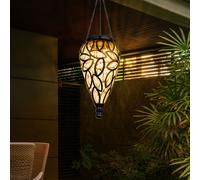 Lampe suspendue lampe solaire décoration de jardin lampe d'extérieur lampe solaire LED suspendue, design goutte, métal noir, plastique transparent, 16x LED, DxH 13,5 x 50 cm