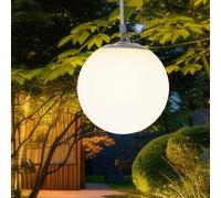 Lampe solaire LED Lampe à suspendre Balcon blanc Boule Lampe extérieure Boucle en caoutchouc, plastique, 4x LED blanc chaud, DxH 20x75 cm