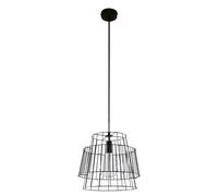 Suspension lampe suspendue cage suspension plafonnier design grille, métal noir, rond, 1x E27, P x H 35x130 cm