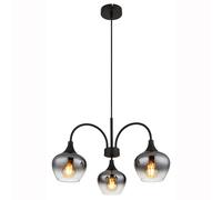 Suspension lampe suspendue lampe de salle à manger 3 lampes noir mat verre fumé E27