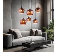Suspension lampe suspendue lampe de salle à manger à 6 lampes verre cuivre noir mat E27
