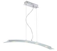 Suspension lampe suspendue lampe de table à manger suspension plaque de verre satiné, métal argenté, 1x LED 20 W 1600 lm blanc chaud, LxPxH 86x9x120 cm
