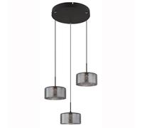 Suspension lampe suspendue lampe de table à manger verre fumé noir 3 ampoules LED H 150 cm