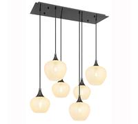 Suspension lampe suspendue lampe salle à manger 6 flammes verre noir mat L 86 cm