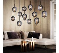 Suspension lampe suspendue plafonnier 12 ampoules verre couleur fumée lampe de salle à manger