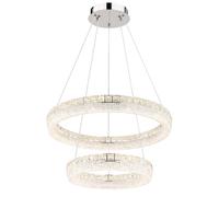 Suspension lampe suspendue plafonnier chromé dimmable LED télécommande H 120 cm