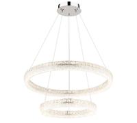 Lustre Suspendu Plafonnier Chromé Cristaux Clairs LED D 80 Cm