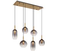 Suspension lampe suspendue plafonnier laiton verre couleur fumée 6 lampes L 85cm