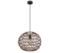 Suspension lampe suspendue plafonnier lampe de salon lampe de salle à manger lampe de cuisine, métal noir papier marron foncé, 1x E27, H 120 cm