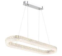 Suspension lampe suspendue plafonnier LED chromée à intensité variable avec télécommande L 100 cm
