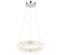 Suspension lampe suspendue plafonnier LED chromée dimmable télécommande H 120 cm