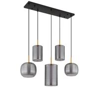 Suspension lampe suspendue plafonnier LED design à 5 lampes verre couleur fumée