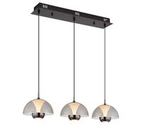 Suspension lampe suspendue plafonnier métal laiton verre couleur fumée 3 lampes