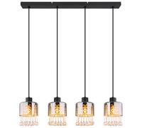 Suspension lampe suspendue plafonnier métal noir cristaux de verre L 82,5 cm