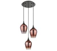 Suspension lampe suspendue plafonnier salle à manger métal verre rouge 3 lampes