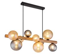 Suspension lampe suspendue plafonnier verre bois noir fumé H 150 cm