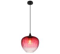 Suspension lampe suspendue salle à manger lumière verre rainuré rouge noir E27 salon