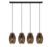 Suspension lampe suspendue table à manger 4 flammes lampe salle à manger suspension, oriental, métal noir or à motifs, 4x douilles E27, HxLxP 120x90x15 cm