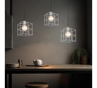 Lampe à suspension, suspension, plafonnier, lampe de salon, lampe de salle à manger, 3 flammes, réglable en hauteur, abat-jour en treillis, métal zinc, E27, D 20 cm