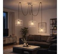 Suspension Lampe Suspension Gitterschirme E27 Lampe de Salon 3 à Flammes