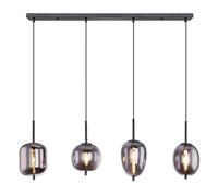 Suspension lampe suspension lampe de salle à manger salon, 4 flammes, métal verre couleur fumée, 4x douilles E14, HxLxP 120x100x18,5 cm