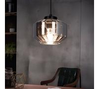 Suspension lampe suspension lampe de table à manger, lampe suspension couleur fumée, suspension moderne, verre métal, noir, 1x E27, DxH 18x120 cm
