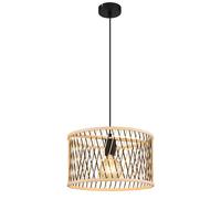Suspension lampe suspension plafonnier métal noir mat bambou H 150 cm