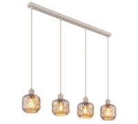Suspension lampe suspension plafonnier verre beige fumé E27 H 120 cm