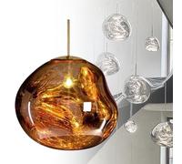 Suspension Lava Ball Drop Lampe Suspendue Irrégulière en Acrylique Et Métal, Lustre Chromé Soufflé avec Cordon Réglable, Source Lumineuse Led pour Éclairage Intérieur Gold 50cm